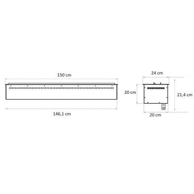 Dimensiones Simulador de vapor de agua Aqua Inferno 150